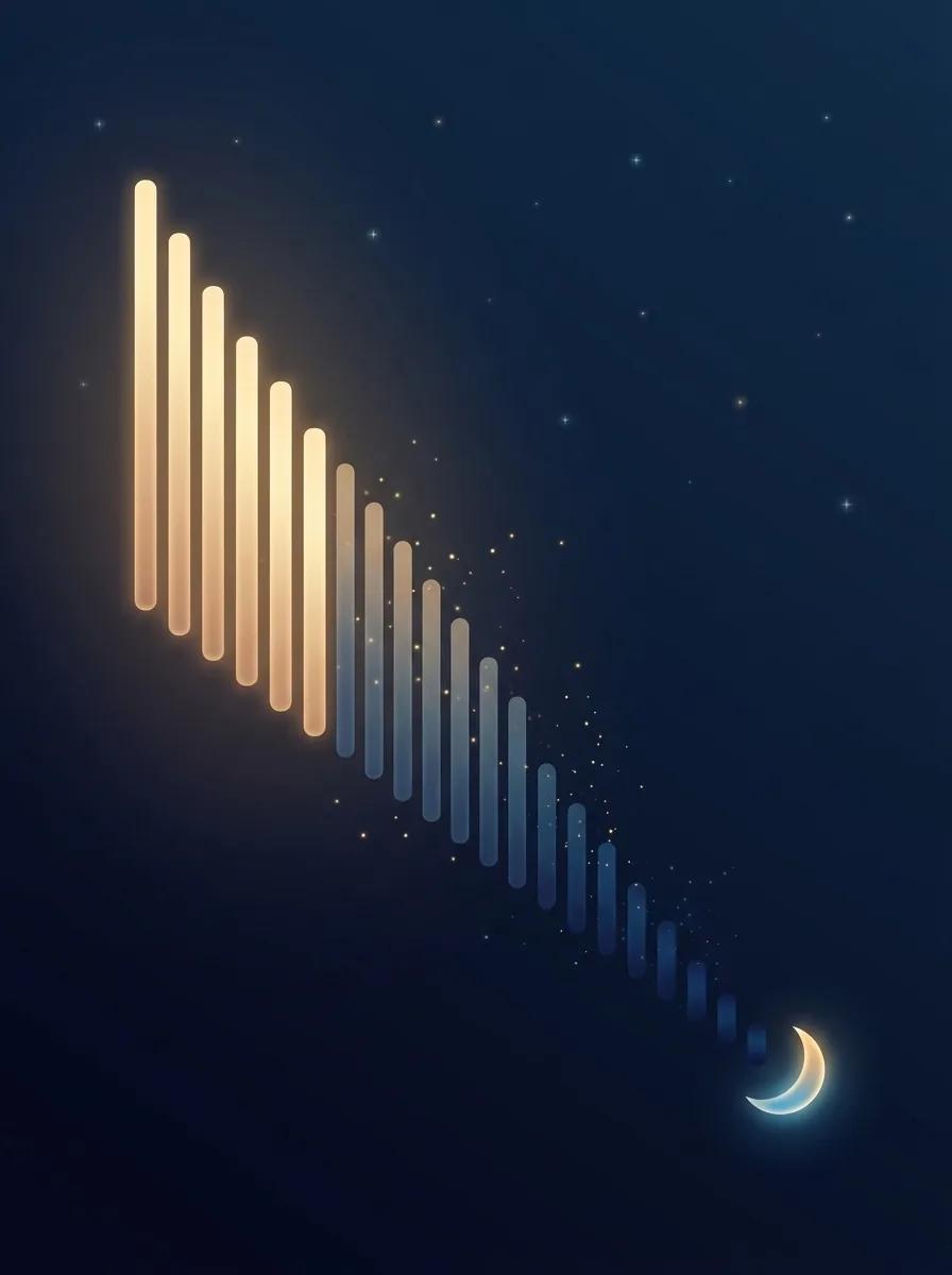 Volume bars fading into a crescent moon